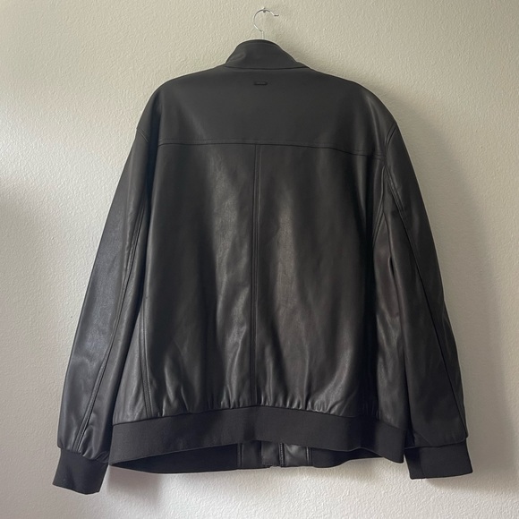 Calvin Klein Dark Brown Leather Bomber Jacket - Picture 4 of 4